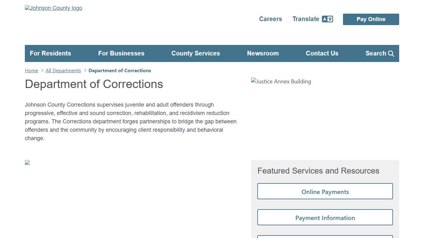 Department of Corrections Johnson County Kansas